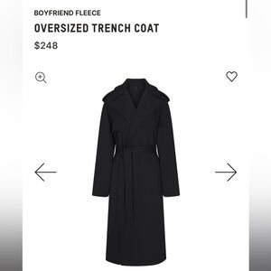Skims Boyfriend Fleece Oversized Trench Coat • NWT • Never Worn • XS • Onyx